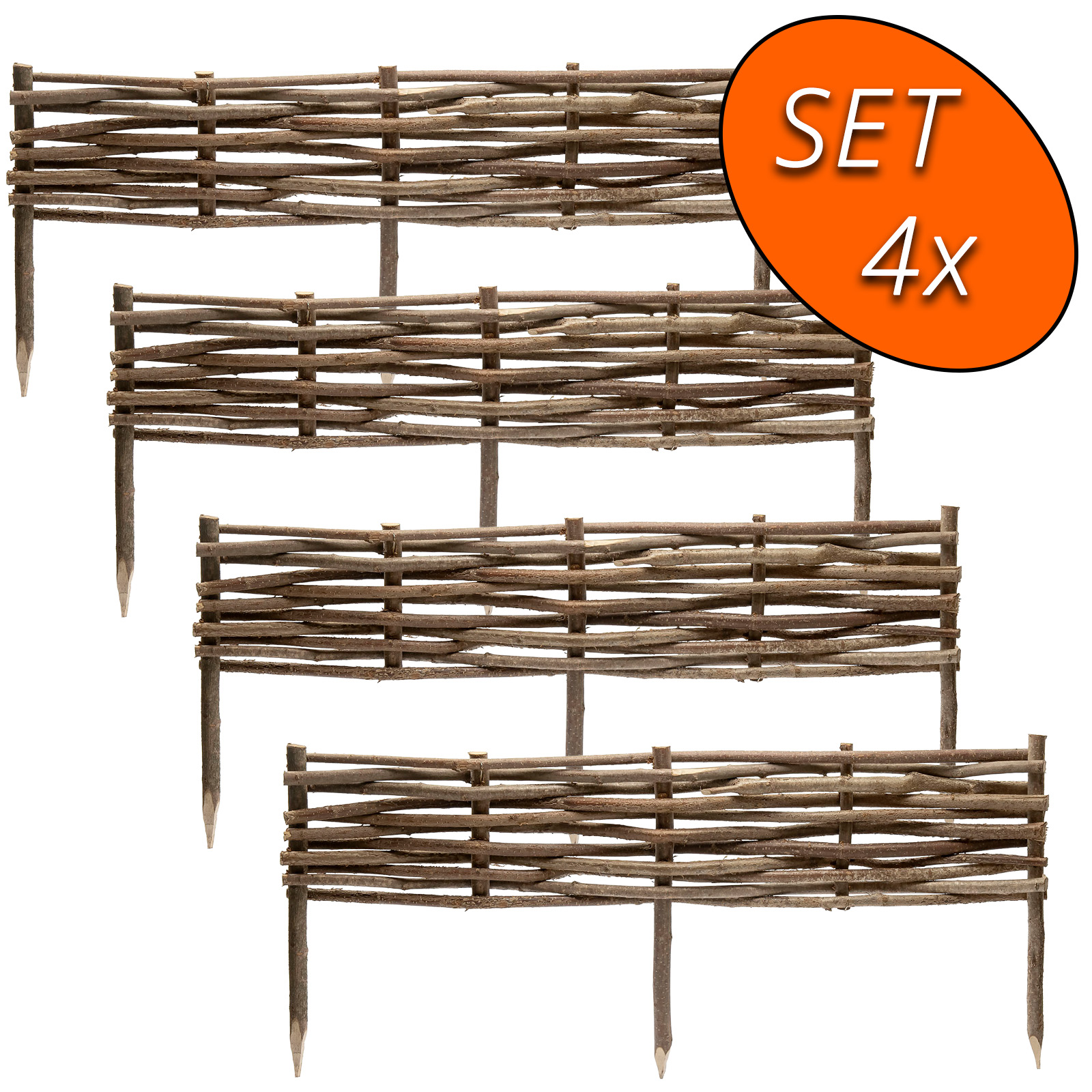 Haselnuss Beetumrandung 4er-Set