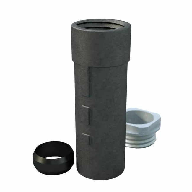 Bodenhülse Gusseisen mit Spannmutter und PE-Klemmring Ø 76 mm, Länge 300 mm Bodenhülse Gusseisen mit Spannmutter und PE-Klemmring Ø 76 mm, Länge 300 mm