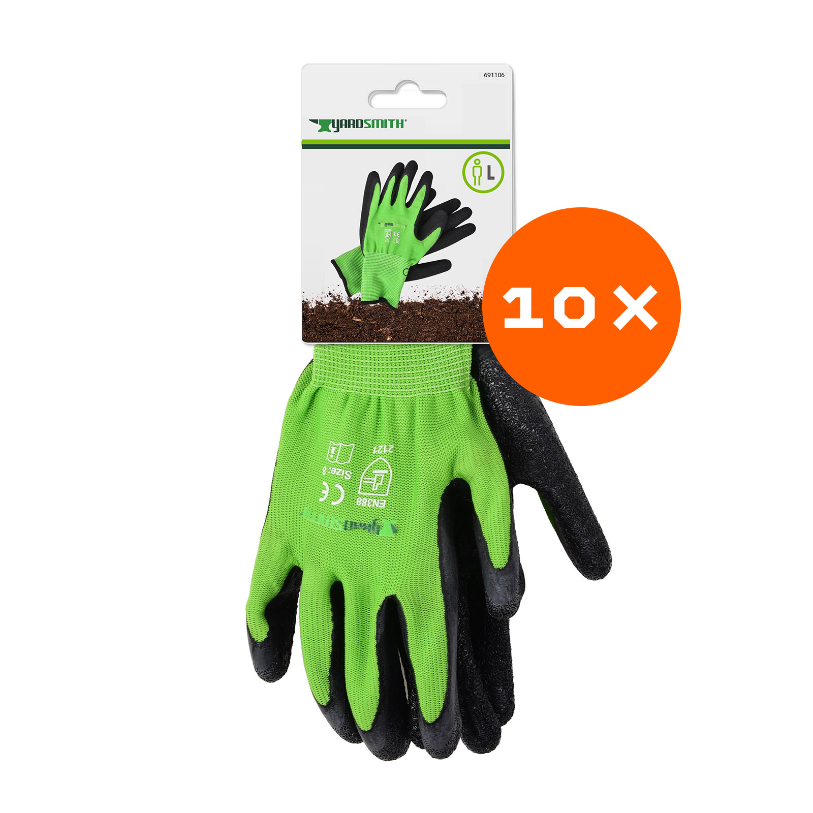 YARDSMITH 10 Paar Gartenhandschuhe Arbeitshandschuhe Beethandschuhe Größe L
