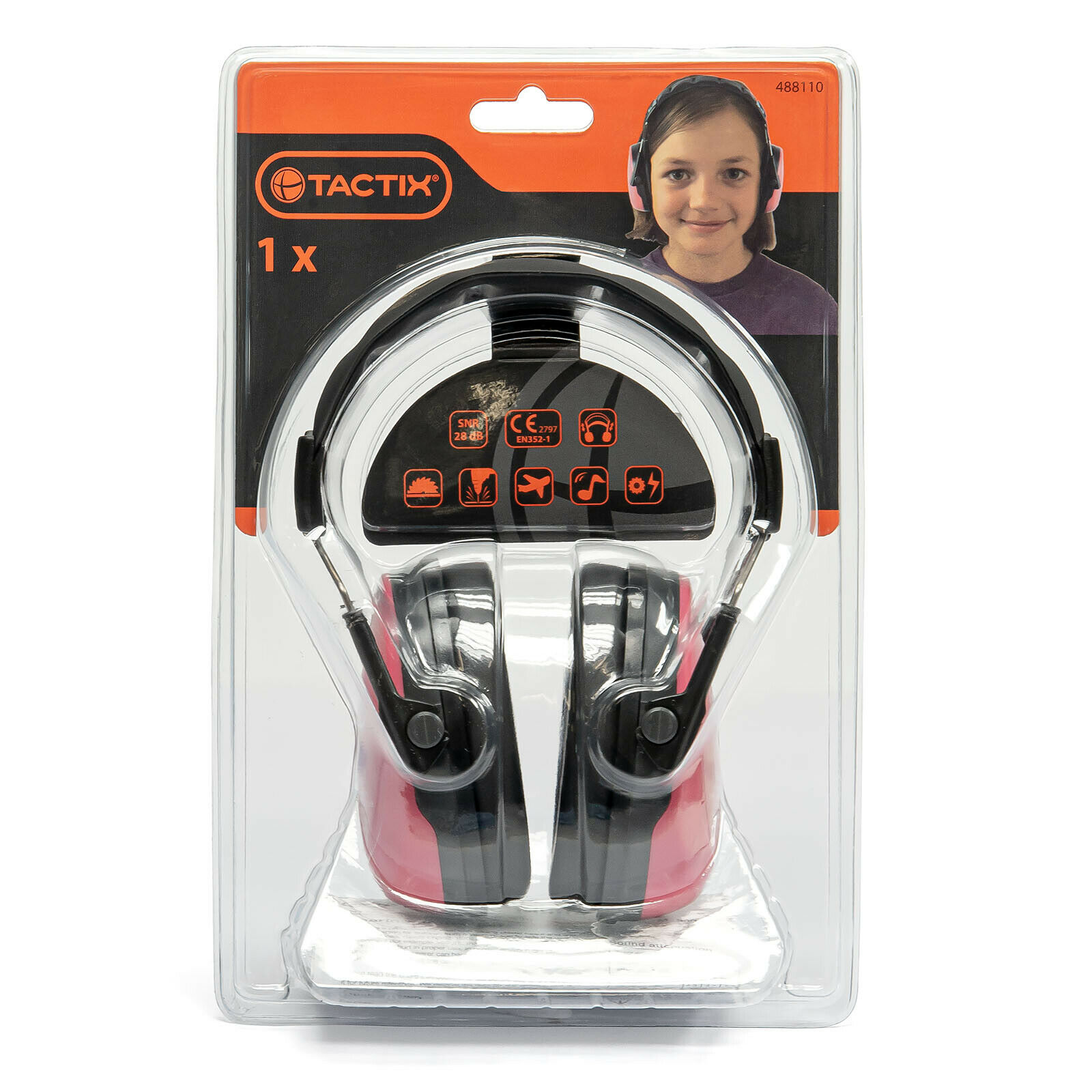 TACTIX Kinder Kapselgehörschutz Lärmschutz 2Farben gepolstert leicht CE-SNR29dB Pink