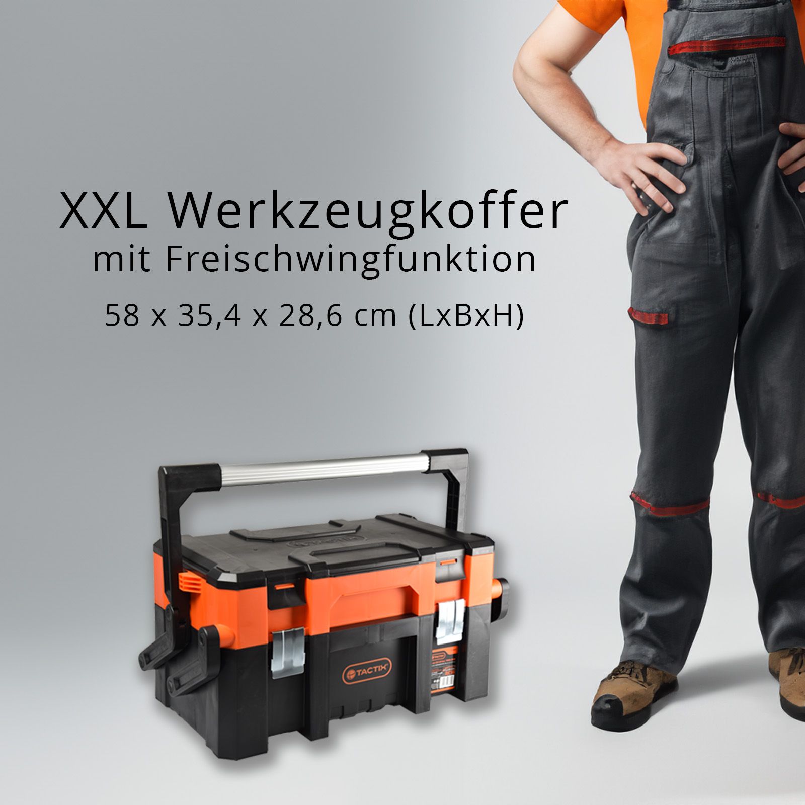 TACTIX XXL Werkzeugkoffer mit Freischwingfunktion