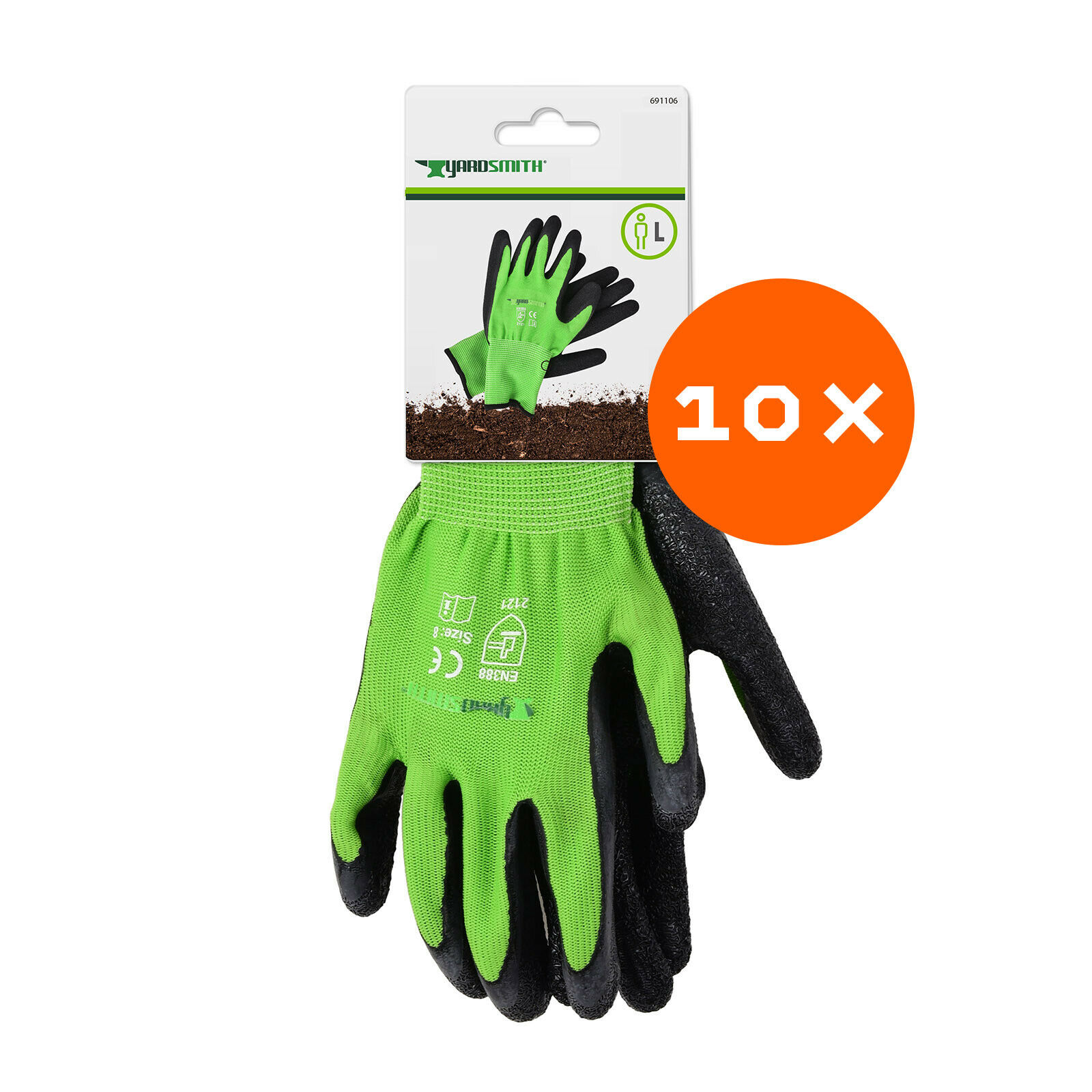 YARDSMITH 10 Paar Gartenhandschuhe Arbeitshandschuhe Beethandschuhe Größe L