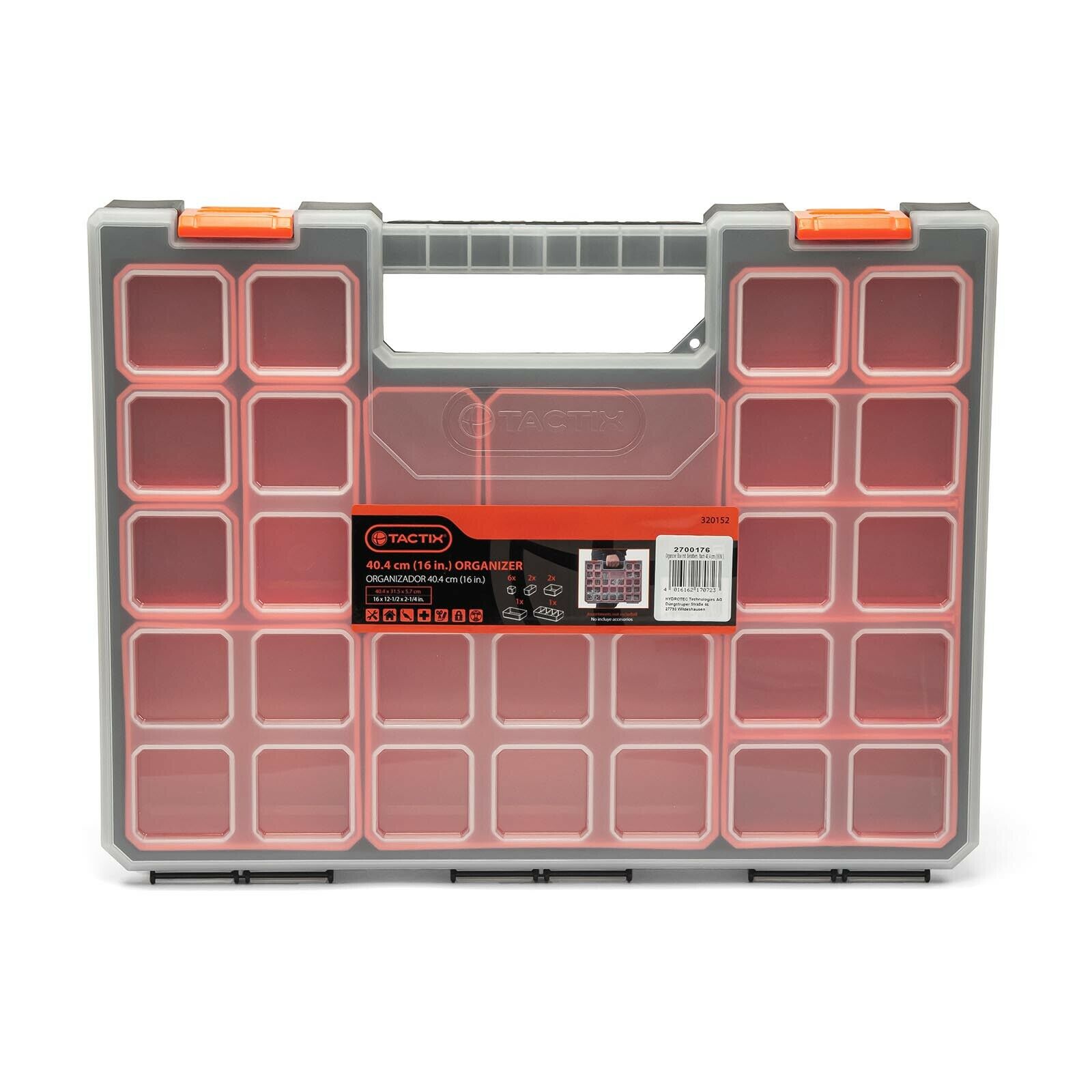 TACTIX Sortimentskoffer mit entnehmbaren Behältern - flach 40,4 cm