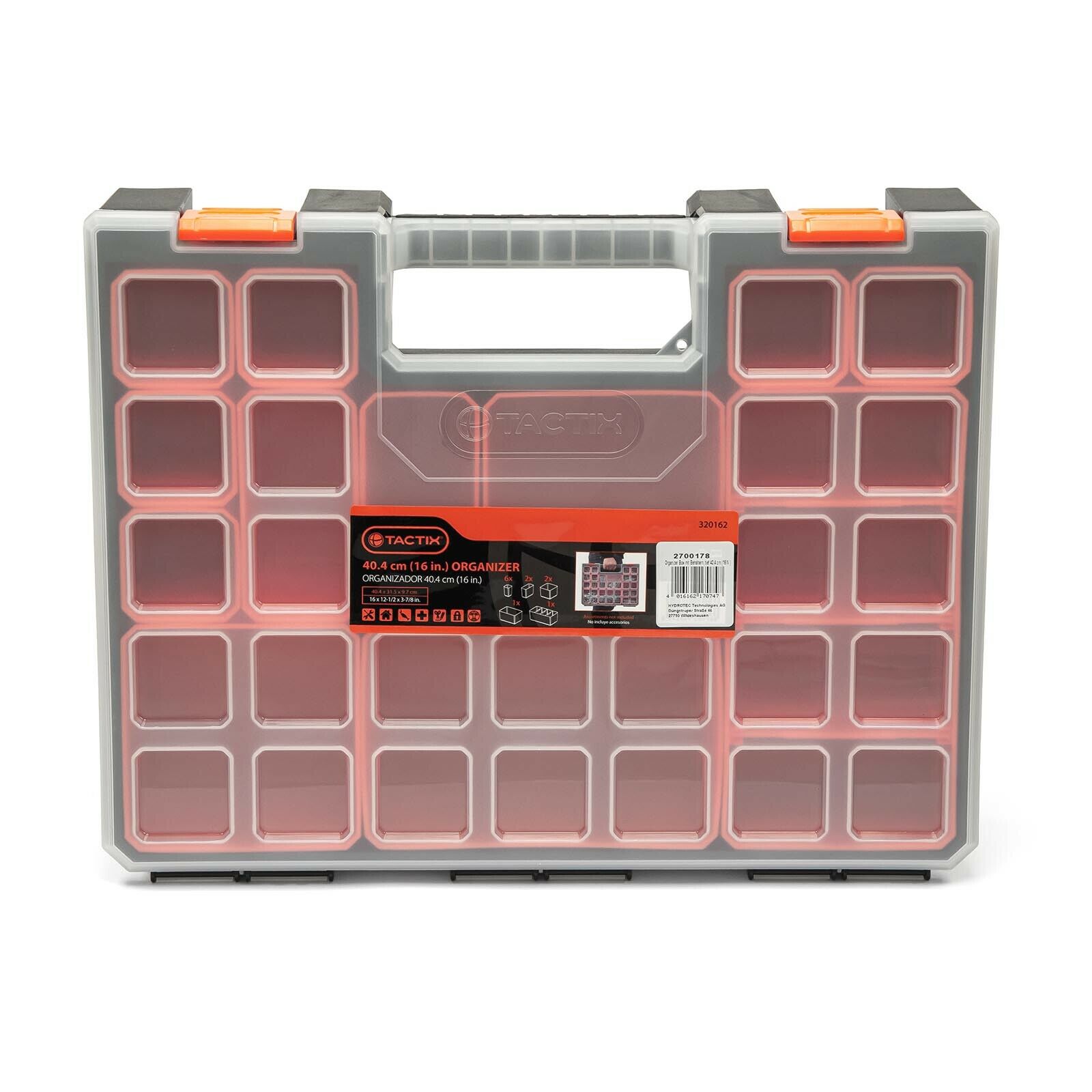 TACTIX Sortimentskoffer mit entnehmbaren Behältern - tief 40,4 cm
