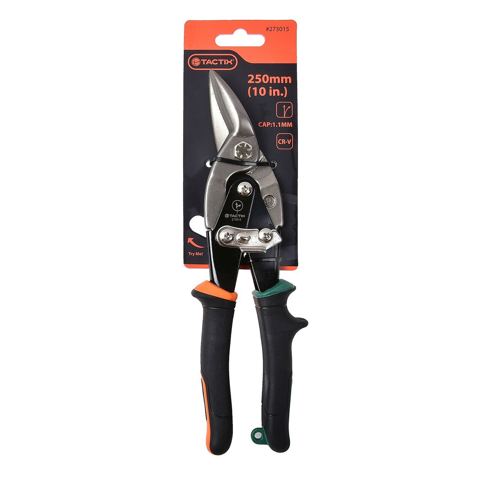TACTIX Blechschere 250mm Metallschere Figurenschere gerade/links/rechts wählbar Rechts