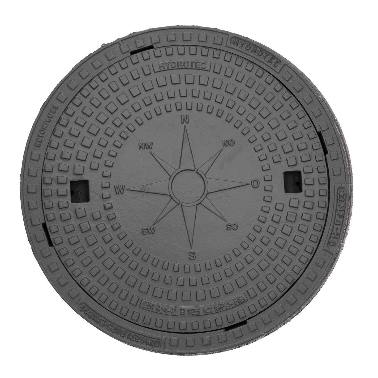 HYDROTEC Schachtabdeckung Motiv Windrose Kompass B125 HYDROTEC Schachtabdeckung Motiv Windrose Kompass B125