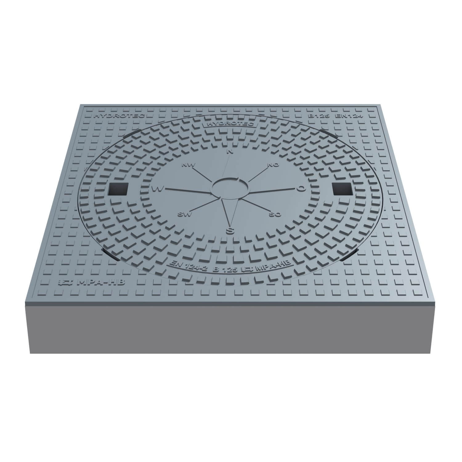 HYDROTEC Schachtabdeckung quadratisch Motiv Windrose Kompass B125 