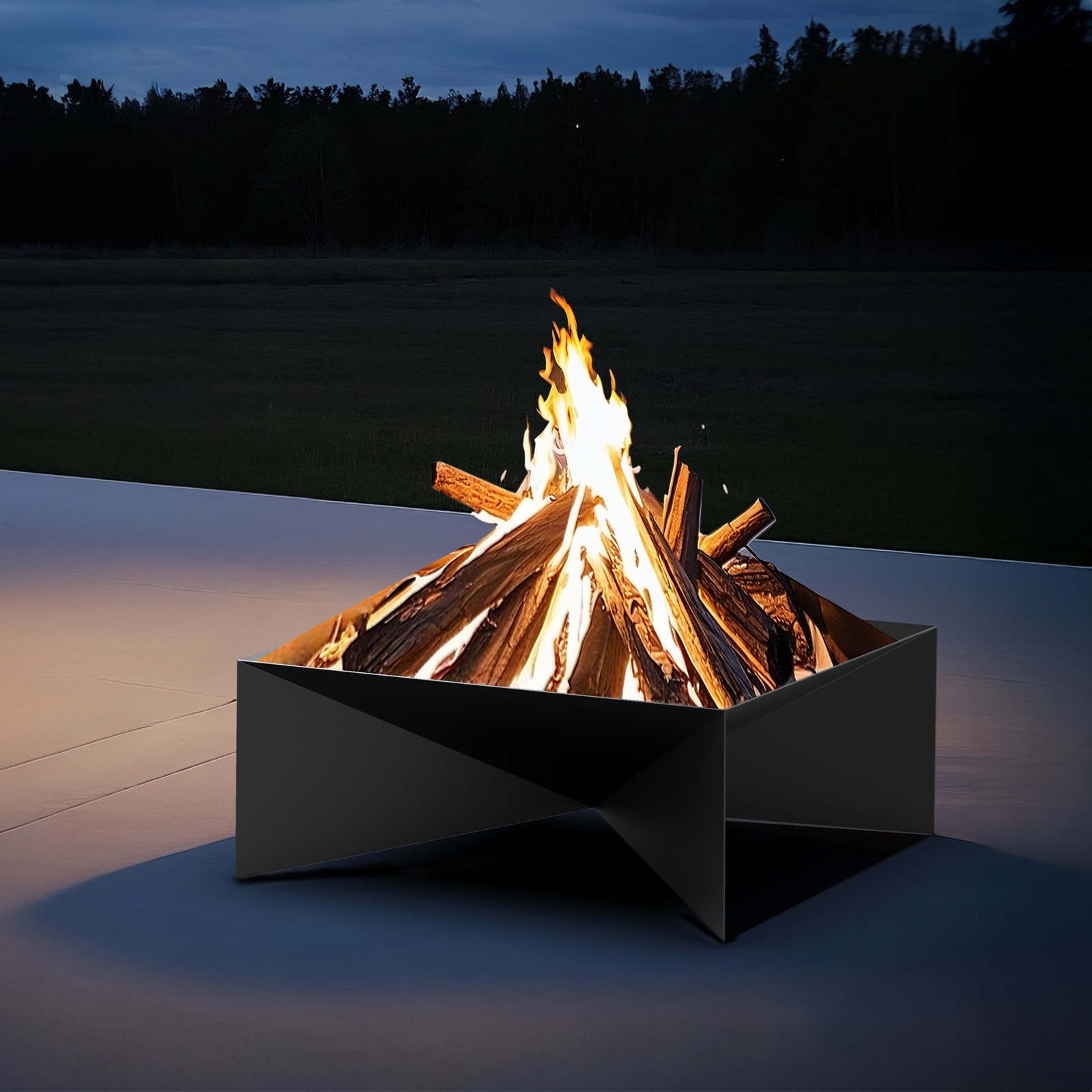 Design Feuerschale - eckig aus Metall