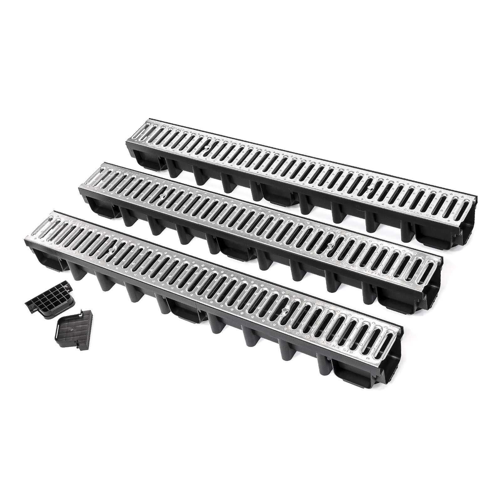 HYDROTEC SELFline Kunststoffrinne mit verzinktem Stahlrost 3er-Set HYDROTEC SELFline Kunststoffrinne mit verzinktem Stahlrost 3er-Set