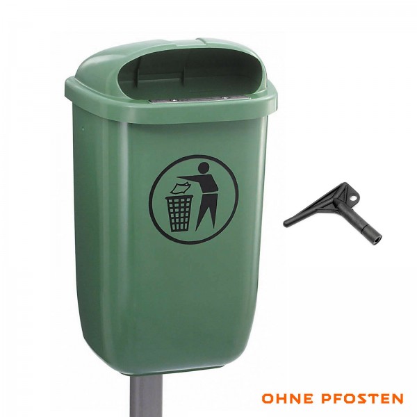Abfallbehälter Mülleimer Abfalleimer 50L grün oder orange Kunststoff für Außen